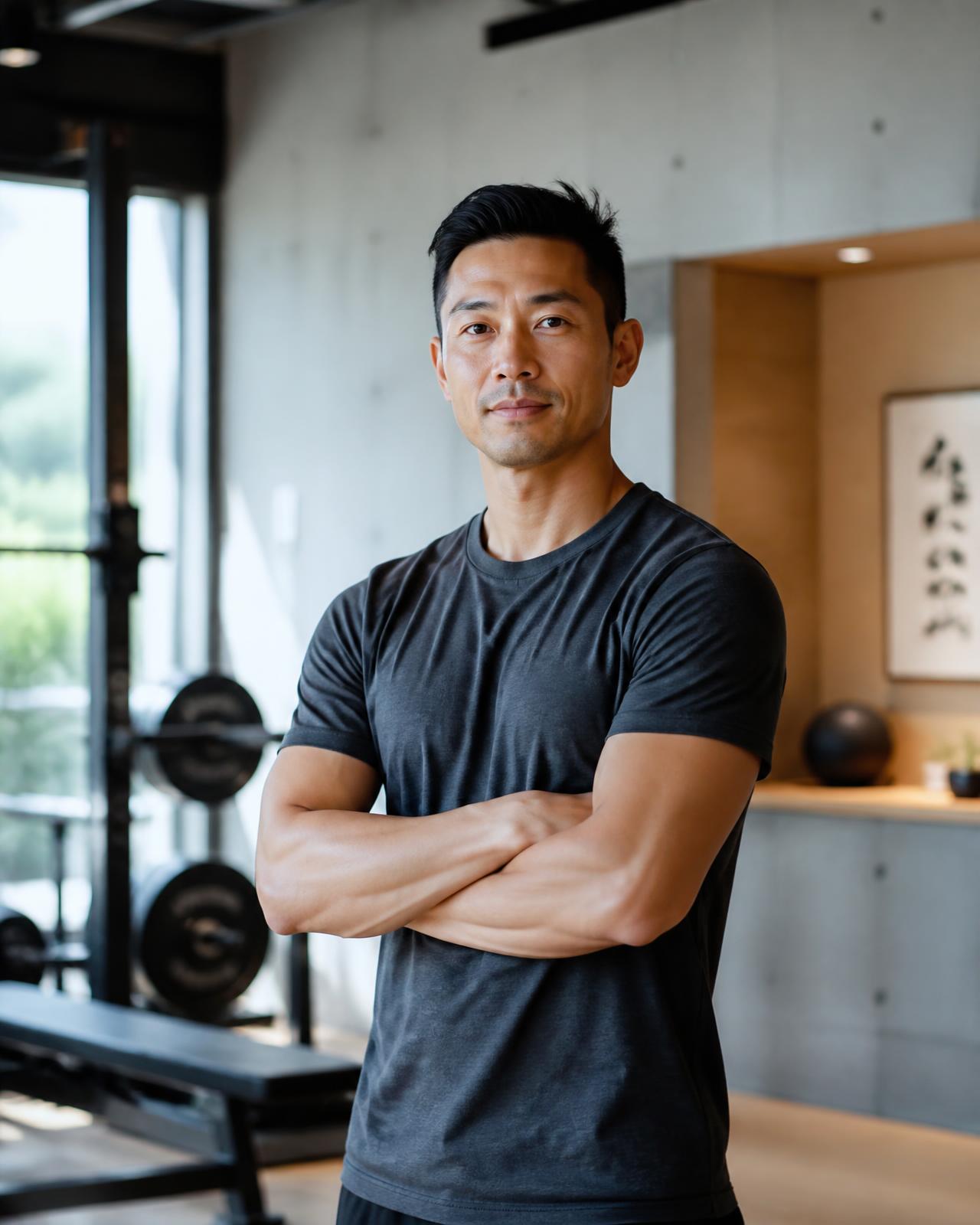 Marcus Ito, online strength and mobility coach, in his Austin training studio